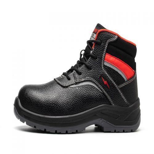 固邦特2107-AS2二層壓花牛皮+三明治網(wǎng)布絕緣鞋 黑色